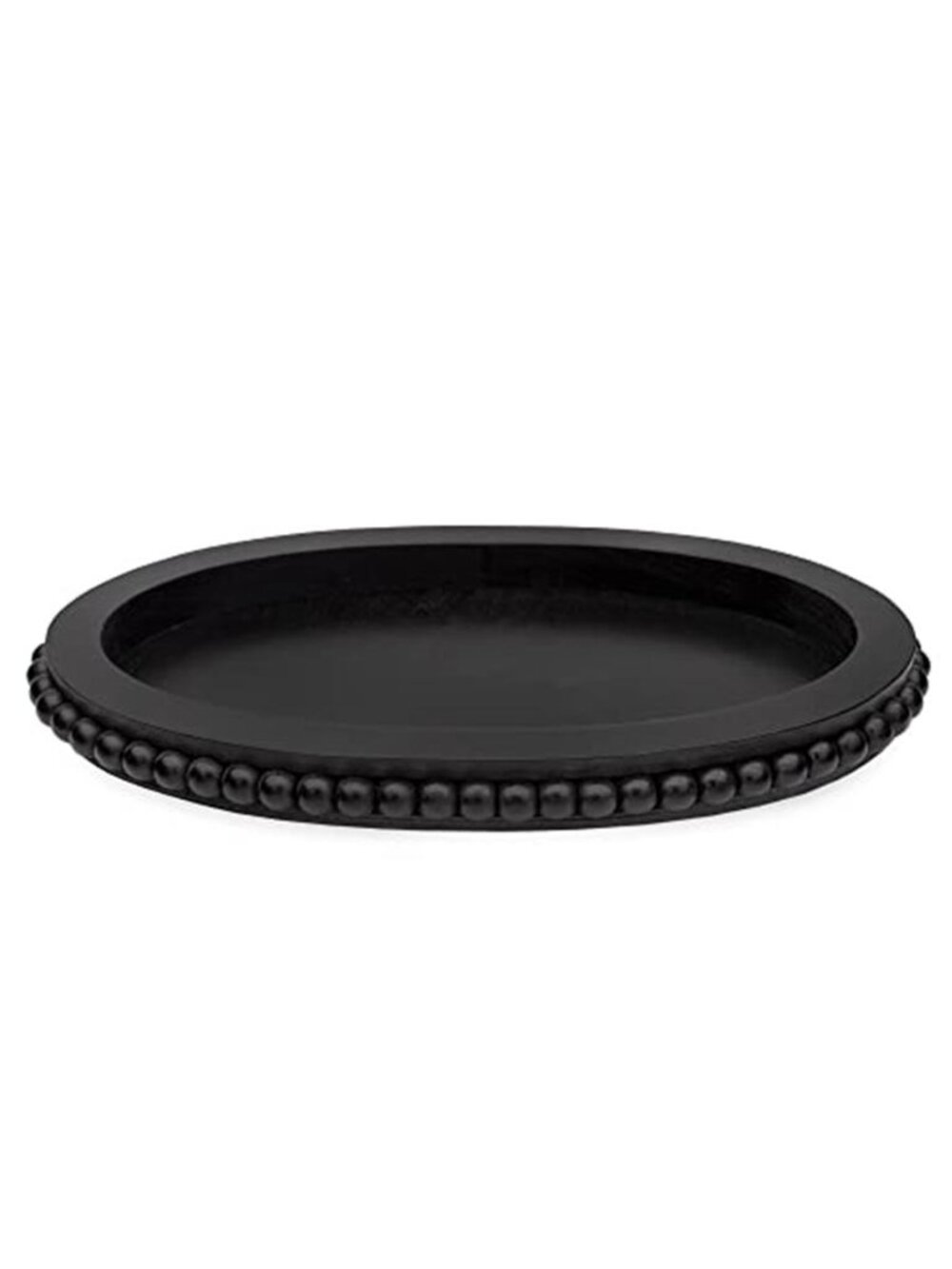 Wood Bead Decorative Serving Tray Black Farmhouse Coffee Table Centerpiece Oval